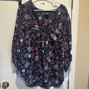Disney’s Haunted Mansion Purple and Black Patterned Top